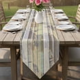 thumbnail image 6 of Table Runners 90 Inches Long, Farmhouse Cotton Linen Kitchen Dining Coffee Table Runner for Party Home Decor, Rustic Green Brown Wood Grain Mottled Tabletop Dresser Scarves Runner Decor 13x90 Inch, 6 of 9