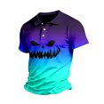 thumbnail image 3 of KLHDSF Men's Halloween Gradient Polo Shirt Short Sleeve Henley Neck Stretchy Breathable Casual Party Top Cyan L, 3 of 5