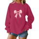 thumbnail image 2 of Xuyuer Valentine's Day Women's Bow Lover Heart Print Round Neck Loose Hoodie Long Sleeve Top, Cute Casual Pullover for Valentine's Day Gifts, Date Nights and Everyday Cozy Wear, 2 of 5