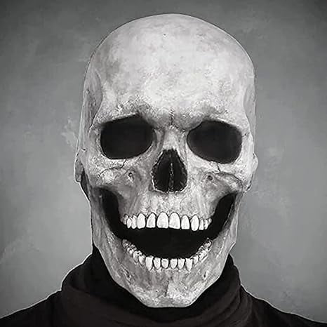 Máscara de calavera de cabeza completa con casco y mandíbula móvil Máscaras de Halloween de calavera de cabeza completa espeluznantes en 3D Máscaras de miedo de esqueleto de Halloween
