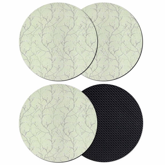 Sage Green Branches Coasters Set of 4, Absorbent Coasters for Drinks, Vintage Art Farmhouse Coaster for Desk Coffee Table Protection, Home Decor House Warming Gifts 4"