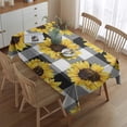 thumbnail image 2 of Black White Gray Checker Sunflower Pattern Rectangle Tablecloth 60"x84",Waterproof Polyester Rectangle Table Cloth, Wipeable Spillproof Polyester Tablecloth for Dining, Camping, Indoor and Outdoor, 2 of 5
