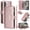 Rosegold, variant on Allytechgroup Flip Wallet Phone Case for Samsung Galaxy A15, Shockproof Case with Credit Card Slot Shoulder Strap Lanyard Zipper PU Leather Phone Case for Women Girls, Darkgreen