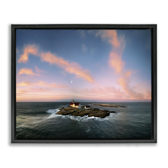 Stupell Industries Coastal Island Moon Overhead Landscape & Nature Photography Black Floater Framed Canvas Art Print Wall Art, 21 x 17