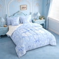 thumbnail image 2 of Erosebridal Blue Geometric Grid 7 Pieces Bedding Comforter Set,Girls Lovely Bowknot Full Bedding Set For Kids,Reversible, 2 of 7