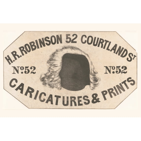 Print: H.R. Robinson, 52 Courtland St. Caricatures & Prints, circa 1834