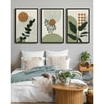 thumbnail image 4 of Drsoum Boho Plant Wall Art 24x36in3pcs Black Framed Bohemain Wall Printing Abstract Canvas Prints with Leaf & Sun Lines Bedroom Living Room Decor ﻿ ﻿, 4 of 8