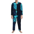 thumbnail image 3 of Naloa Blue Marble And Gold Men’s Pajamas Set - Long Sleeve Button Down Sleep Shirt and Pajama Bottoms Sleepwear Set-Large, 3 of 7