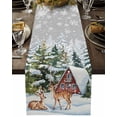 thumbnail image 5 of Winter Farmhouse Village Scenery Table Runner 13x72in Non-Slip Cotton Linen Table Runners, Christmas Reindeer Dresser Scarves TableRunner for Dinner Kitchen Dining Wedding Party, 5 of 9
