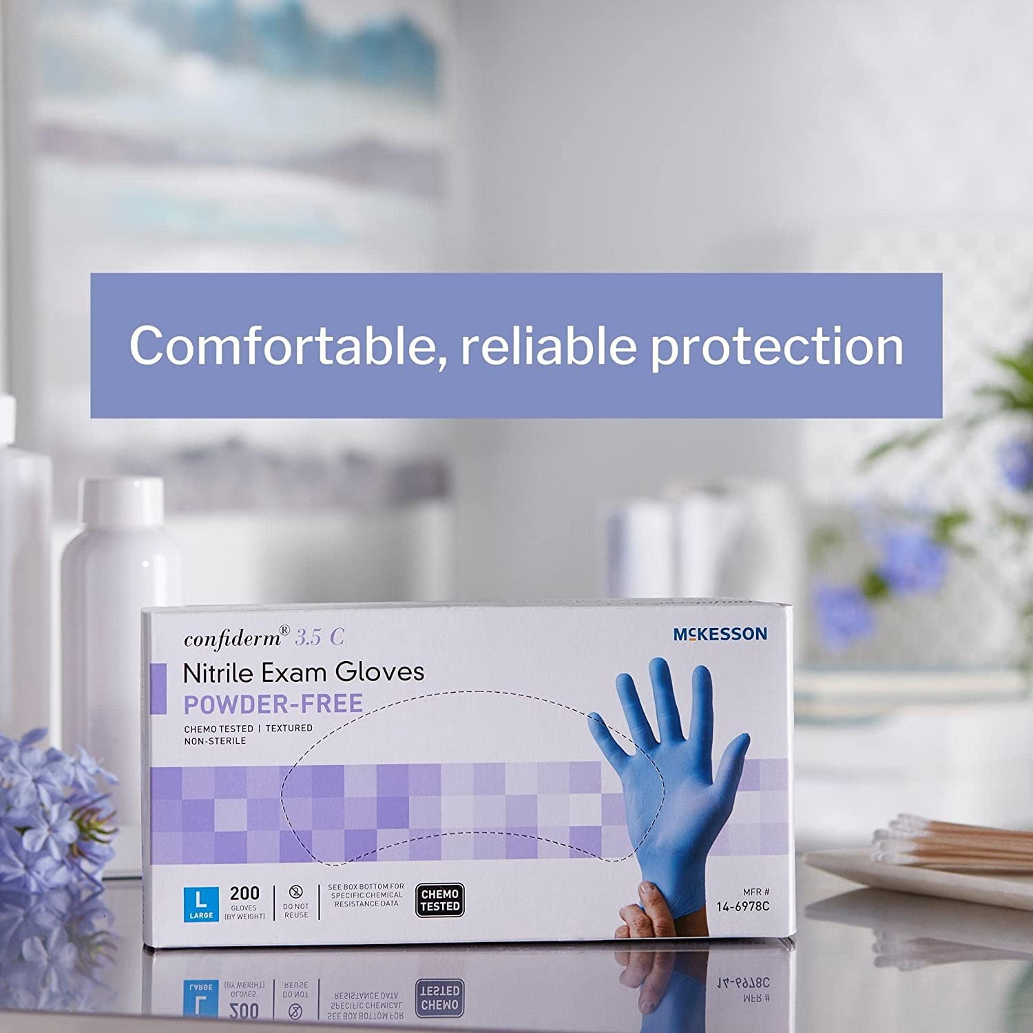 McKesson Confiderm 3.5C Nitrile Exam Glove, LARGE, Chemo Tested, 14-6978C - Box of 200
