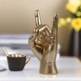thumbnail image 2 of Rock Hand Gesture Statue Rock Music Art Craft Finger Sculpture for Rock Music Lover Study Room Decor, Gold R Hand, 2 of 5