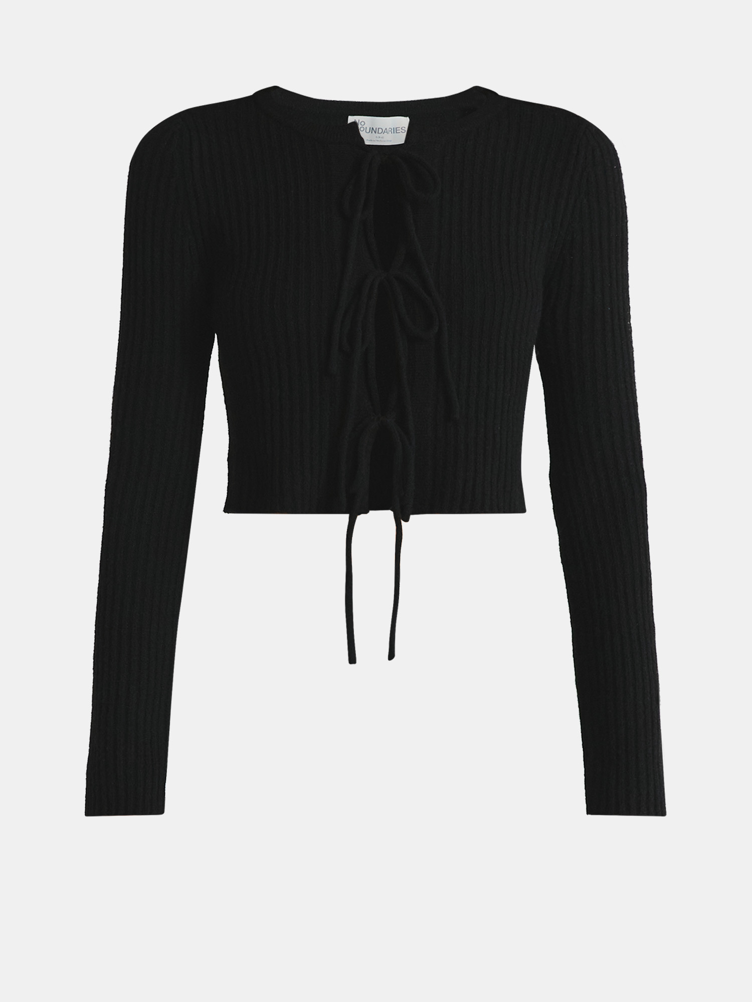 No Boundaries Bow-Tie Ribbed Cardigan, Women's