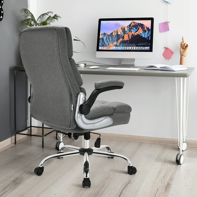 TKM Home High Back Office Chair-Executive Computer Office Chair With  Flip-Up Arms Adjustable Height