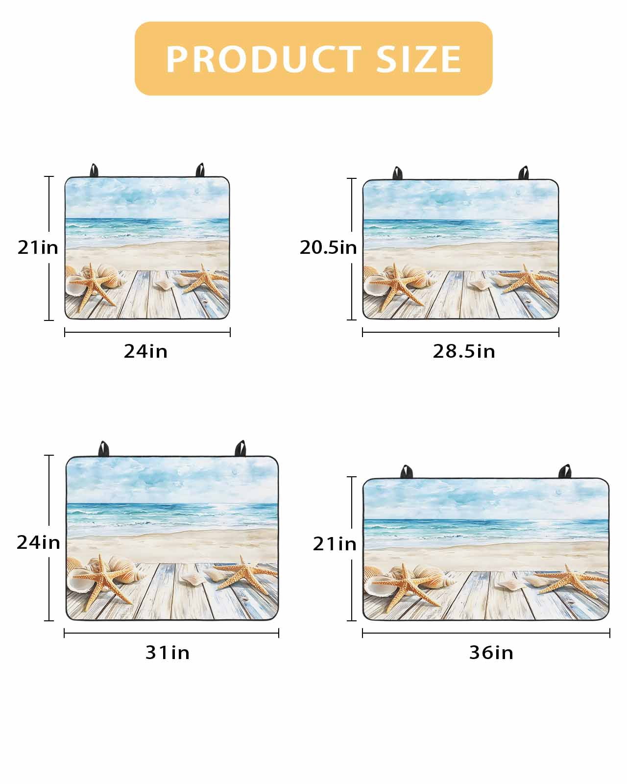 nqOlkjepod Large Induction Cooktop Protector Mat 36"x21", Summer Coastal Stove Top Covers for Electric Stove, Watercolor Ocean Waves Seaside Starfish Stove Burner Cover Mats, Glass Top Stove Cover