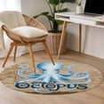 thumbnail image 4 of Vintage Octopus Round Area Rug 3.3Ft Washable Circle Rugs for Dining Room Table, Brown Nautical Anchor Bubbles Coastal Non-Slip Carpet Floor Mats Indoor Outdoor Carpet Runner Aesthetic Home Decor, 4 of 8