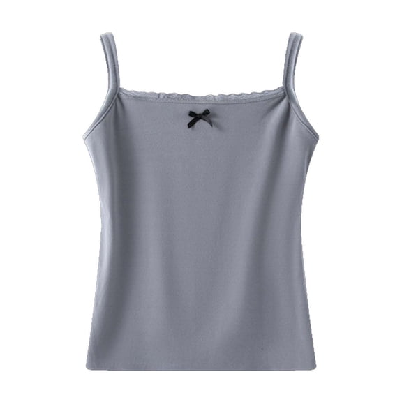 YUGYXL Lace Trim Camisole for Women Summer Spaghetti Strap Crop Tank Tops Sleeveless Slim Fit Going Out Cami Shirts Gray XXL