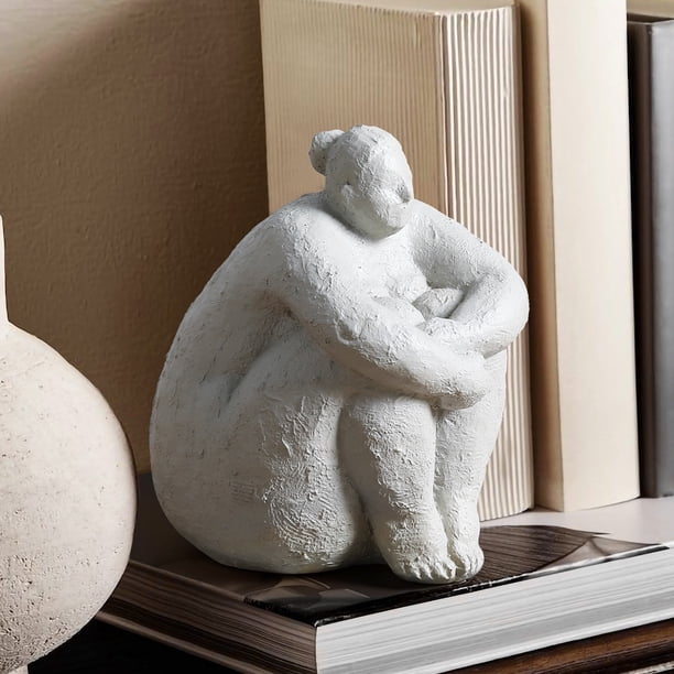 Estatua de señora estatuilla escultura de mujer decoración moderna artes regalos para el hogar centro de mesa de poliresina manualidades gris 7,1 pulgadas