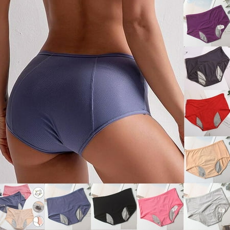 

qolati Women s Mid Waist Underwear Fashion Breathable Seamless Leakproof Underwear Soft Elastic Bikini Panties