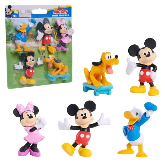 Disney Collectible Child Mickey Mouse Action Figures, Up to 2.5", (5 Pack)