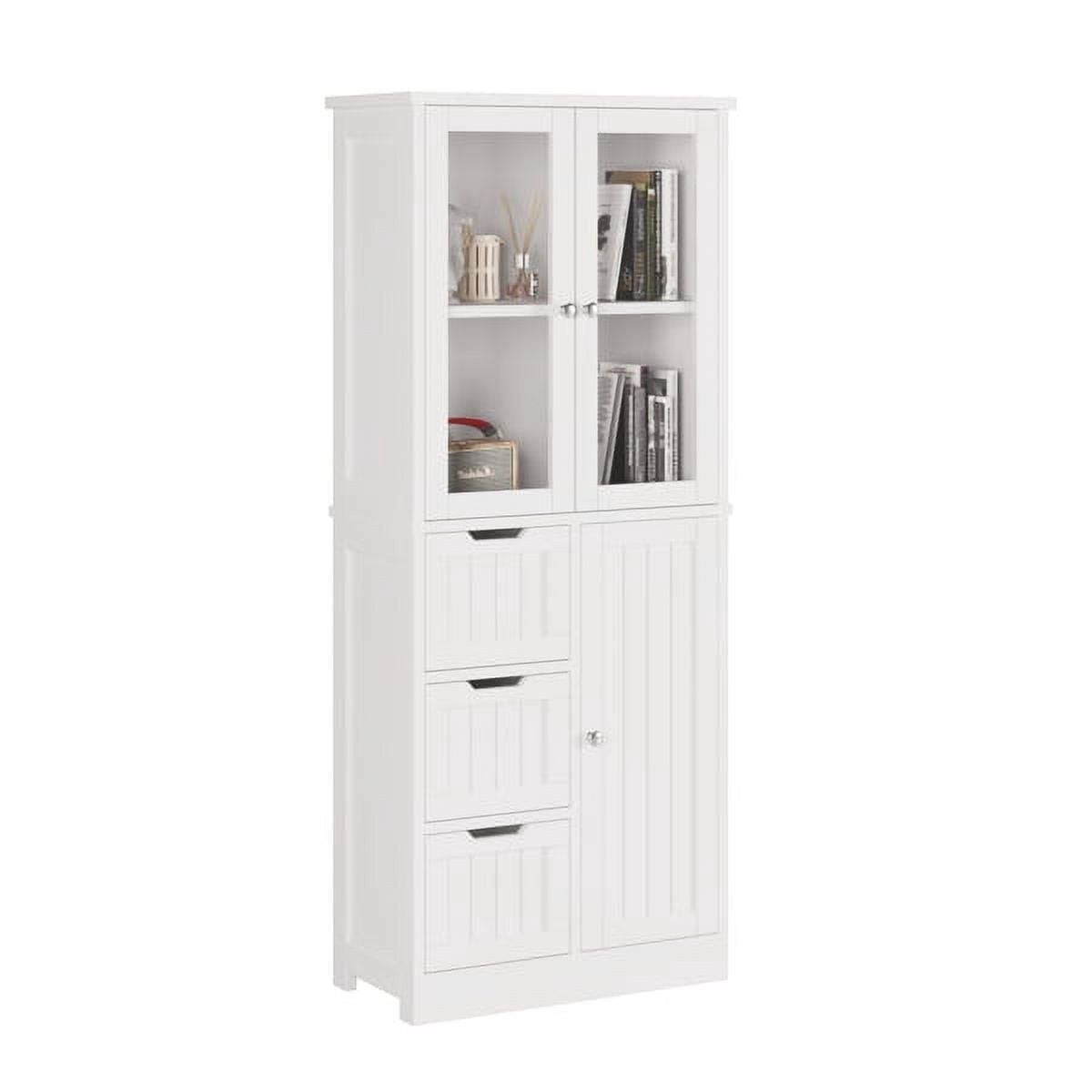 3-Door 3-Drawer 4-Layer Bathroom Cabinet, White