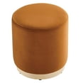 thumbnail image 3 of Tilden 16" Round Performance Velvet Upholstered Ottoman in Rust Natural, 3 of 8