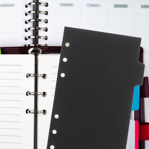 RENACLIPY School Binder Dividers Binder Divider Black PP 18 Sheets for Time Planning