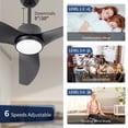 thumbnail image 3 of Wozzio 52 inch Ceiling Fan with Light and Remote, 3CCT Dimmable LED Light,3 Reversible Blades, Indoor & Outdoor, 3 of 7