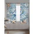 thumbnail image 5 of Crab Sheer Curtains 2 Panels Set Coral Starfish Coral Vintage Lihgt Filtering Rod Pocket Voile Drape, Semi Sheer Window Curtains for Bedroom Living Room, 52"x63", 5 of 5