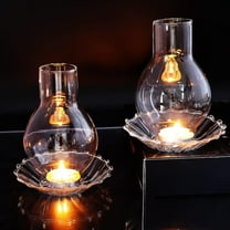 2 Set of Glass Tealight Candle Holder Clear Candle Holders Vintage Centerpiece Decor