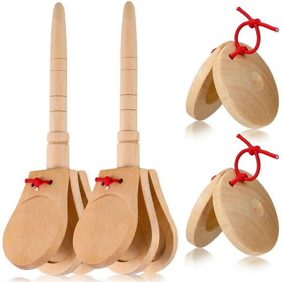 4pcs Wooden Castanets Music Rhythm Castanets Percussion Instrument Castanets Practice Castanets