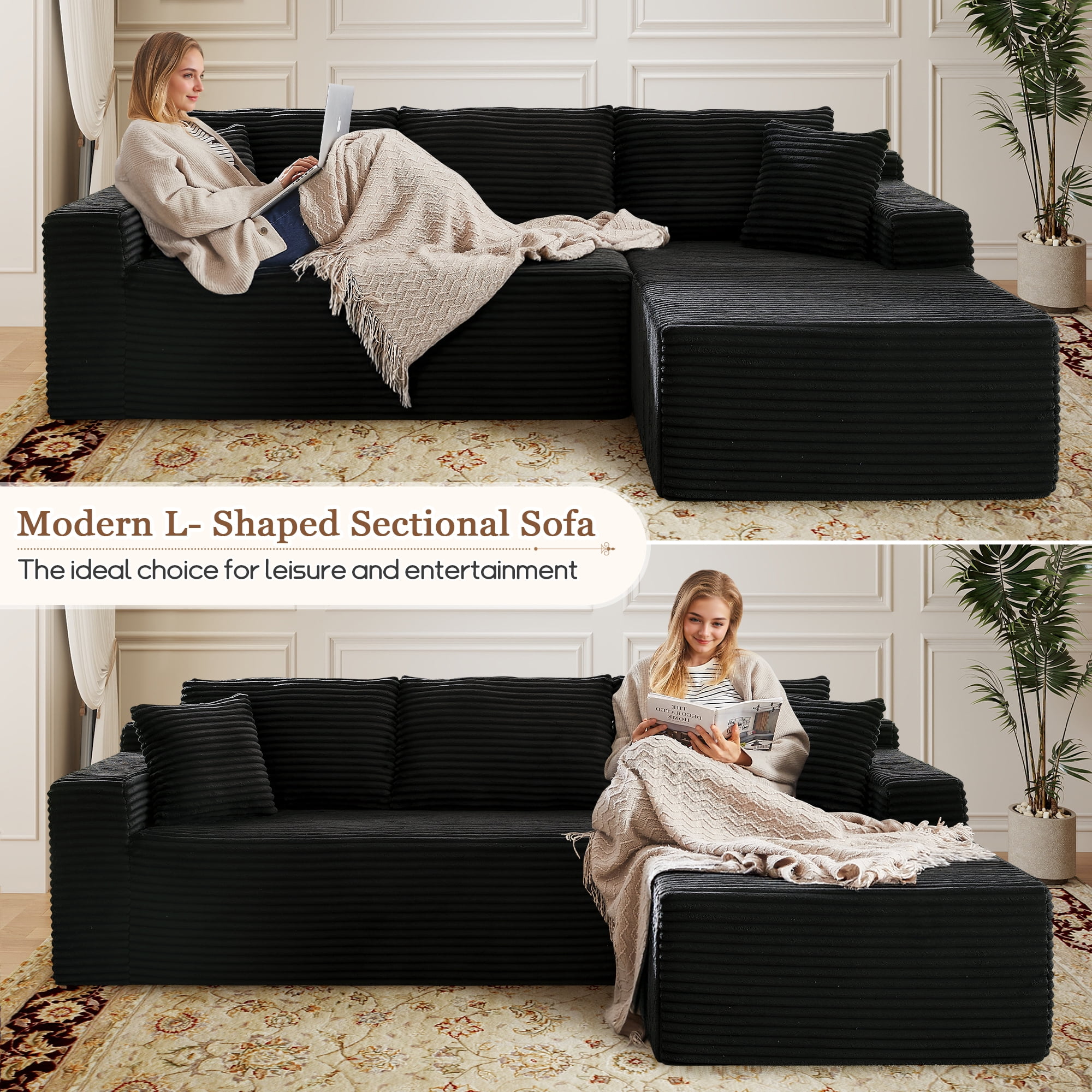 Muumblus Modular L-Shape Sectional Sofa – Cloud Corduroy Sleeper