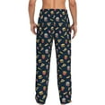 thumbnail image 3 of Uemuo Fast Food Pattern Men's Wide Leg Palazzo Lounge Pants with Pockets Light Weight Loose Comfy Casual Pajama Pants-Small, 3 of 9