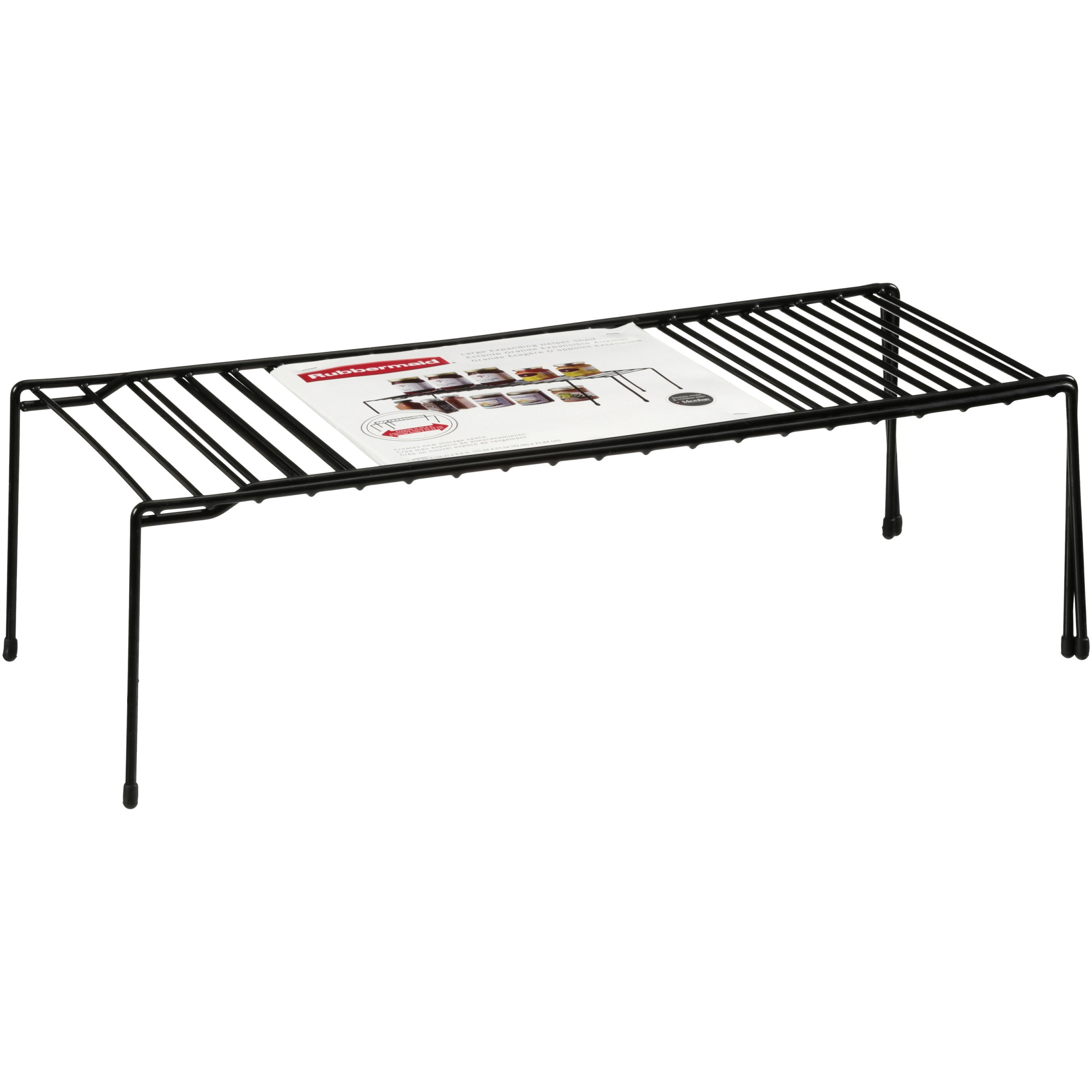 Rubbermaid 1J2700BLA Kitchen Helpers Shelf, Expandable, Black Wire, Large