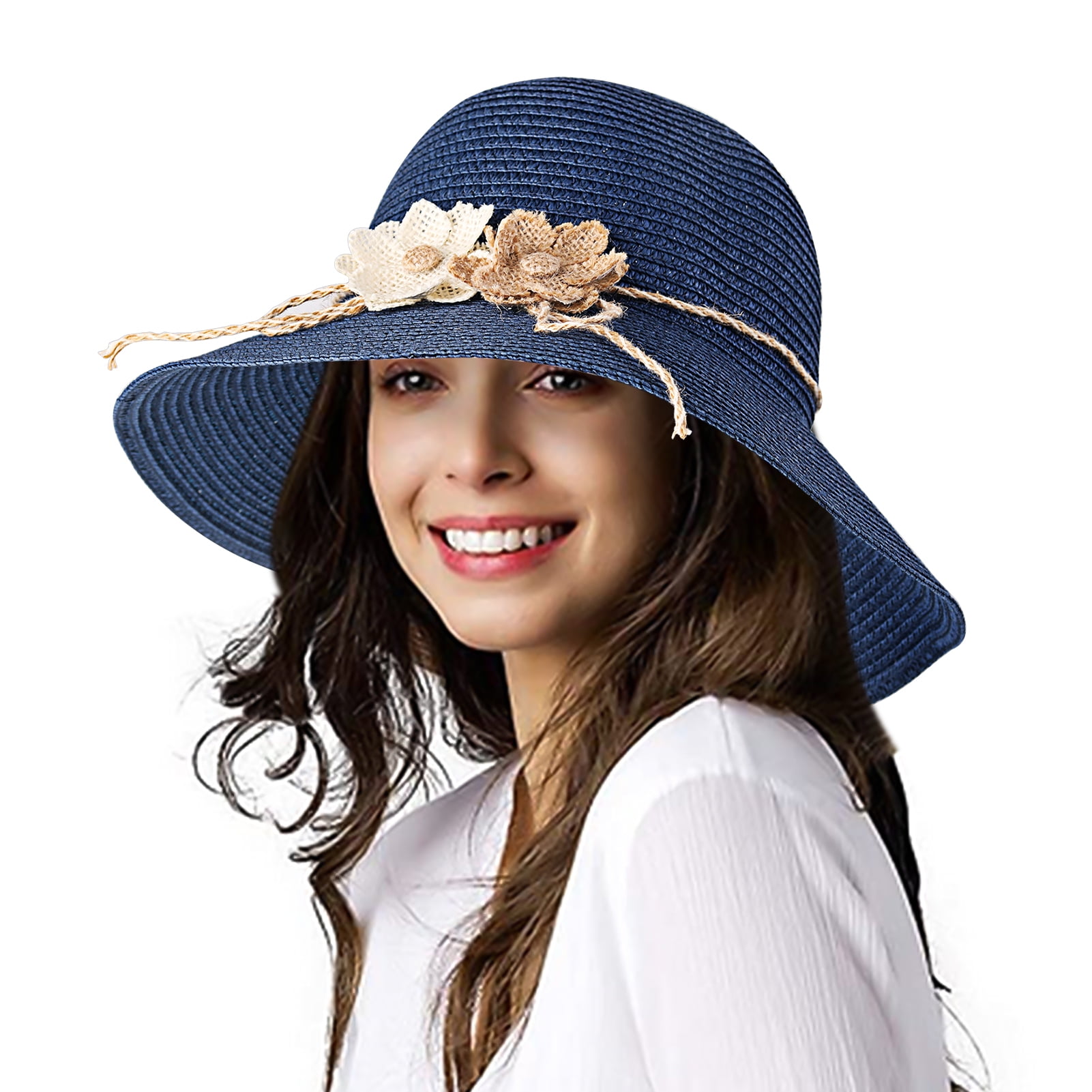 Sun Hats for Women Straw Bucket Hat Beach Hat Sun Protection Bowknot