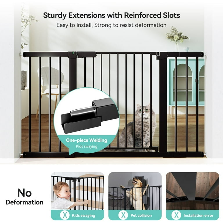 29.5 51.6 Extra Wide Baby Gate 30 H Safety Doorway Gates Pressure Mounted Black Walmart