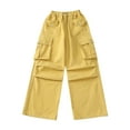 thumbnail image 5 of Hessimy Flare Jeans For Girls Size 14-16 Active Basic Cargo Jogpants Trendy Jogger Trousers Drawstring Cargo Jogger Pants Teen Girl Clothes Home Pants Loose (Yellow,5-6 Years), 5 of 7