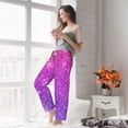 thumbnail image 4 of Uemuo Pink Purple Glitter Pattern Women's Wide Leg Palazzo Lounge Pants with Pockets Light Weight Loose Comfy Casual Pajama Pants-Small, 4 of 9
