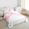 thumbnail image 3 of Manfei Pink White Queen Comforter Set 3 Pieces, Modern Abstract Art Bedding Sets, Geometric Line Stripe Bedding Comforter Set, Microfiber Bedroom Decor, 3 of 8