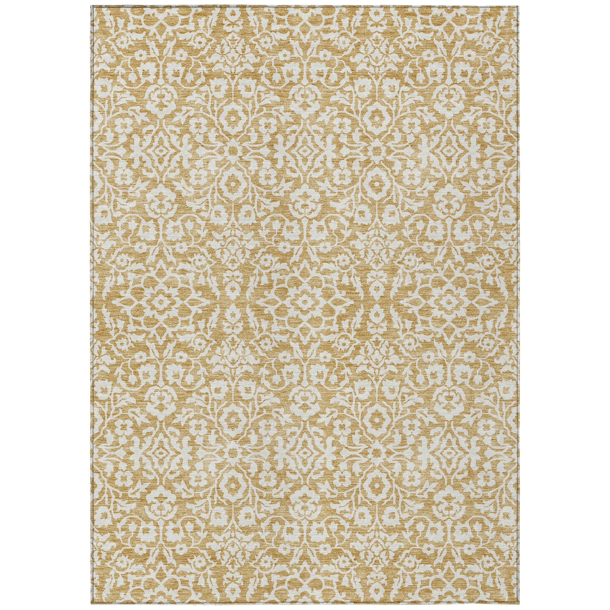Addison Rugs Chantille Indoor/Outdoor Traditional Damask Gold Washable Rectangle Rug, 2'6" x 3'10"