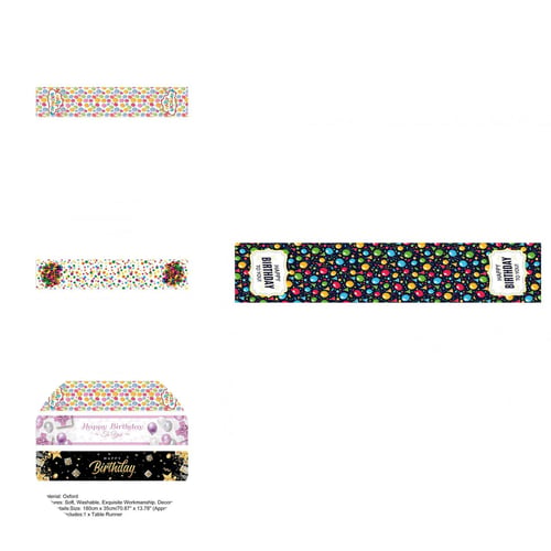 thumbnail image 1 of Table Runner Washable Add Atmosphere Oxford Happy Birthday Banquet Party Table Cloth Home Decoration for Dinner, 1 of 8