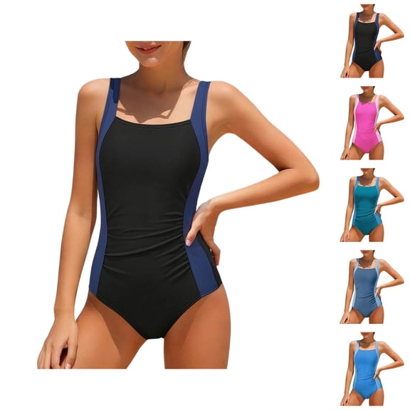 Girls Swimsuit Color Block Swimsuit Girls Rash Guard for Kids and Juniors Beach Pool Party Sun Swimwear Quick-Dry Protective Bathing Suit