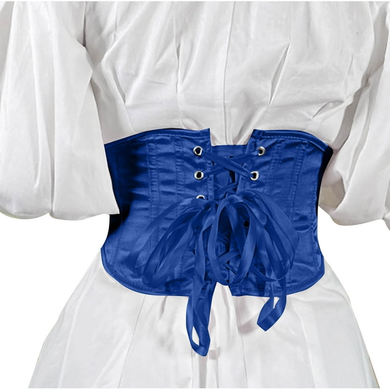 Xfvqtps Women Elastic Corset Waist Belt Solid Color Corset Belts for Dress Halloween Blue, Women's, Size: Medium