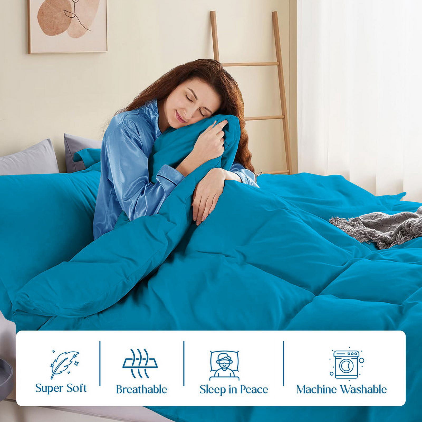 900 Thread Count 100% Egyptian Cotton 3 Piece Duvet Set with Zipper Closure & Corner Queen/Full Queen/Full 3 Pc Duvet Set Color Turquise Blue Solid