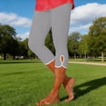thumbnail image 4 of Women's High Waist Compression Capri Yoga Pants, Side Vent Detail Workout Leggings with Pockets, Plus Size Knee-Length Capri Tights for Gym, Running and Casual Wear Grey XXL, 4 of 8