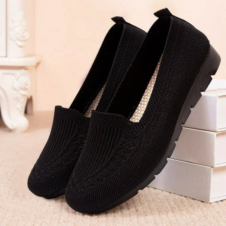 

Breathable Orthopedic Shoes for Women Hands- Slip-On Shoes Round Toe Cute Bow Trim Ballet Flats Single Flat Shoes 7 Wide
