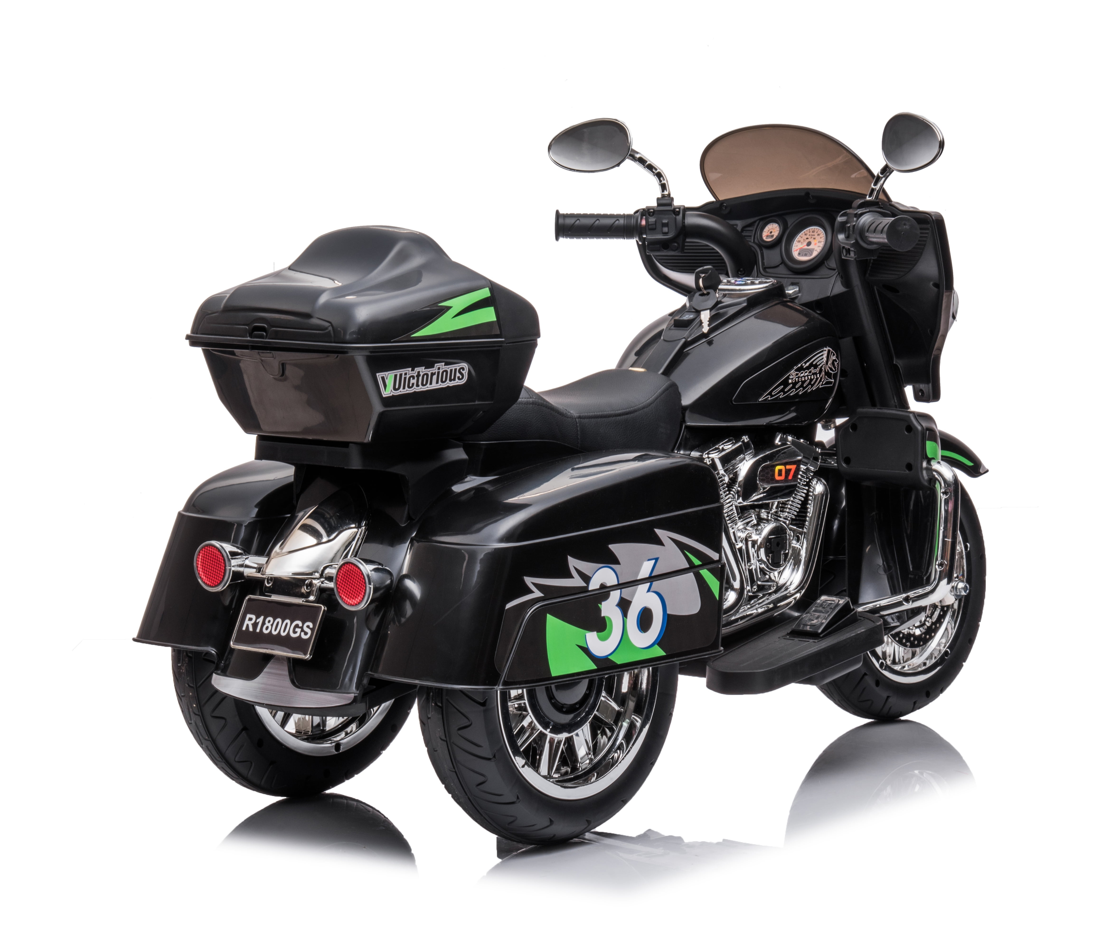 12V Kids Motorcycle  Electric Ride On Toy with 1.8-3.2 MPH Speed, Power Display, Music & Wireless Phone Connection, Large Storage Trunk, LED Headlight - 88LB Load Capacity for Toddlers & Kids