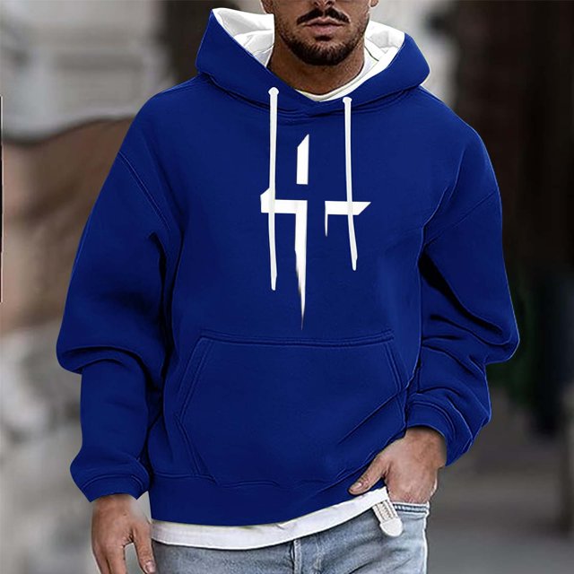 Sudadera con capucha para hombre, informal, a la moda, con estampado, con cordón, de manga larga, de poliéster