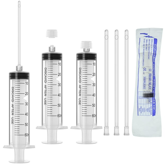 Jeringa Hyddeb Luer Lock de 60 ml con tapa y tubo de plástico blando x10