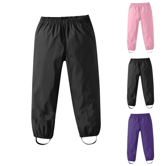 Boys Rain Pants Waterproof Rain Pants Elastic Waist Windproof Lightweight Rainwear Outdoor Pants Size 1-12 Years