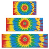 Colorful Tie Dye Mandala Pattern Kitchen Rugs Sets Of 3,Kitchen Runner Rugs Non Skid Washable,Decorative Kitchen Floor Mats for Kitchen,Sink,Laundry,17"x30"  17"x47"   17"x59"